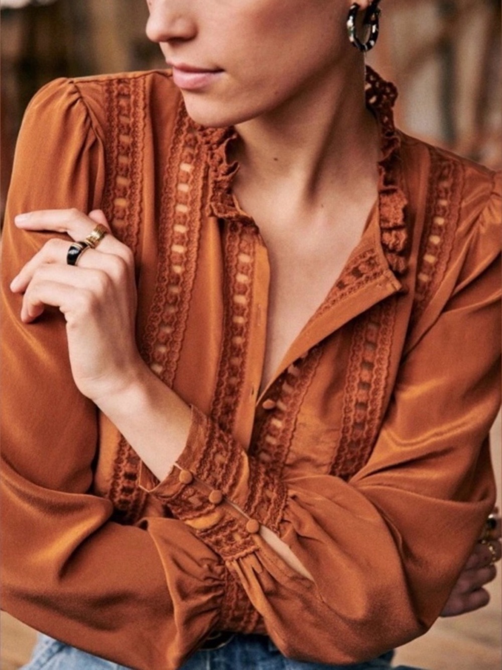 EUC - Sezane Ann blouse - 100% silk - size US 4